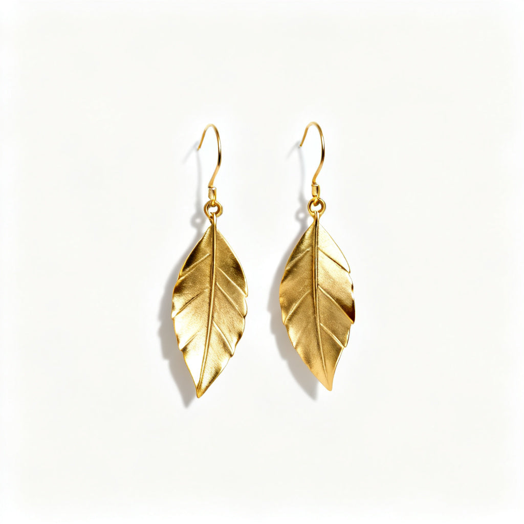 Gold Leaf Drop Earrings